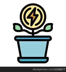 Energy idea icon. Outline energy idea vector icon color flat isolated. Energy idea icon color outline vector