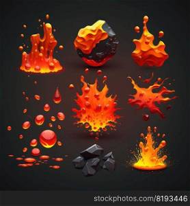 energy lava splash vfx game ai generated. flash bubble, red flame, blast hot energy lava splash vfx game illustration. energy lava splash vfx game ai generated