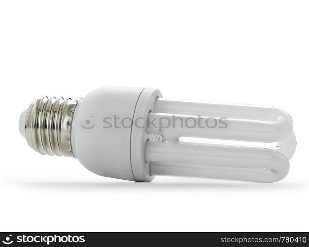 Energy saving compact fluorescent lightbulb on white background with clipping path