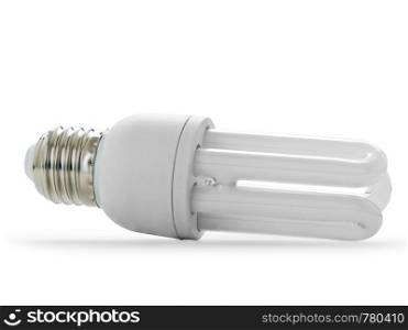 Energy saving compact fluorescent lightbulb on white background with clipping path