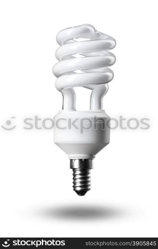 Energy saving fluorescent light bulb isolated on white