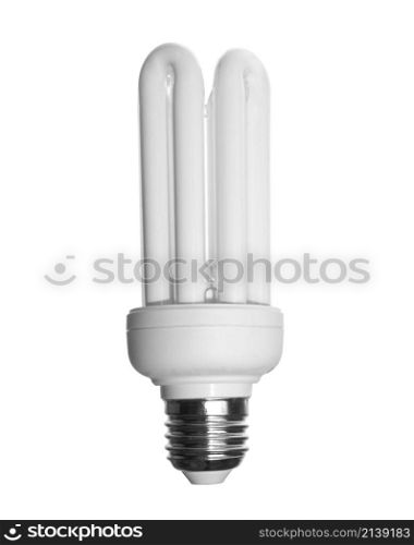 Energy saving light bulb isolated on white background. Energy saving compact fluorescent light bulb isolated