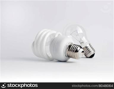 Energy saving light bulb on a white background