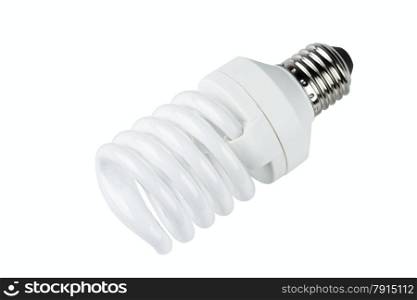 energy smart spiral light bulb isolated on white background