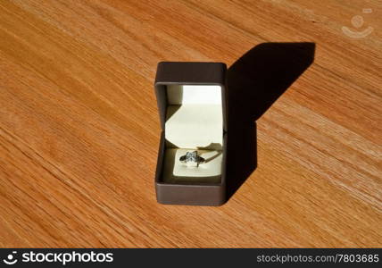 Engagement ring in jewelry box