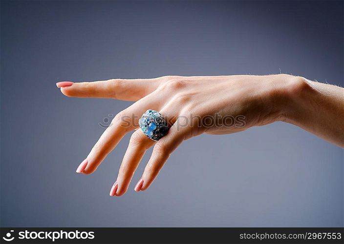 Engagement ring on the hand