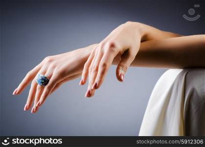 Engagement ring on the hand