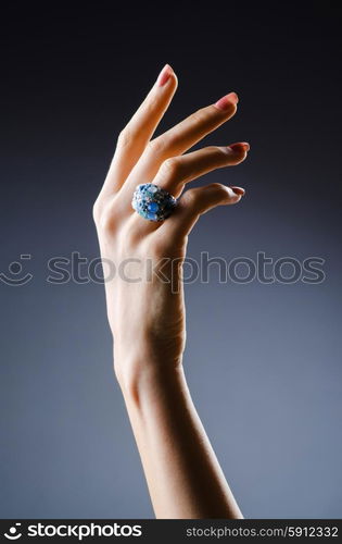 Engagement ring on the hand