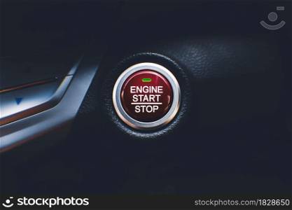 Engine start stop button of car keyless entry system in the car