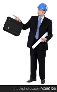 Engineer holding a briefcase