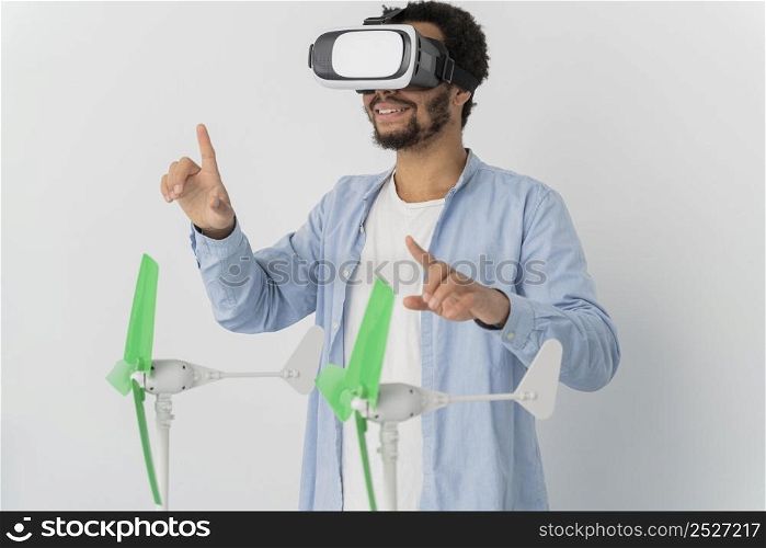 engineer innovating energy virtual reality style 3