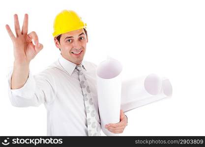 engineer showing ok sign