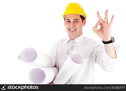 engineer showing ok sign