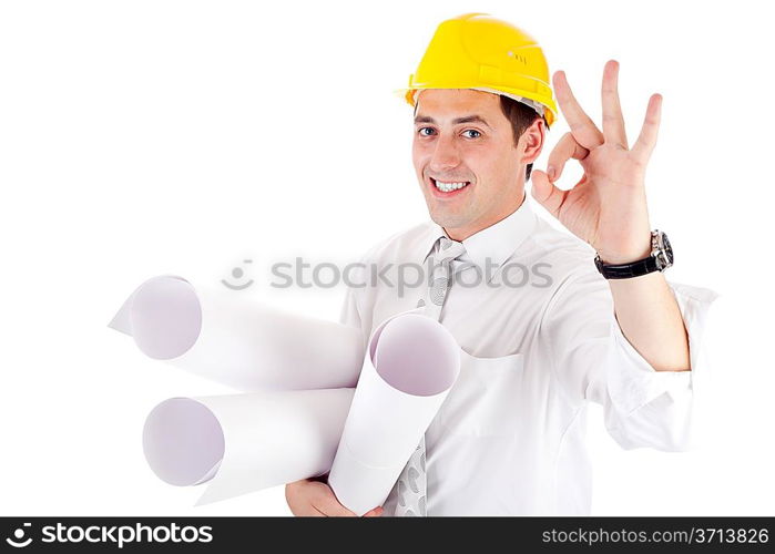 engineer showing ok sign