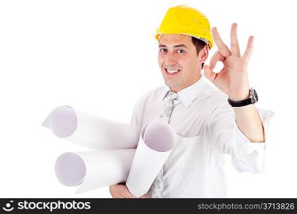 engineer showing ok sign