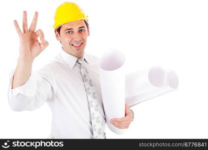 engineer showing ok sign