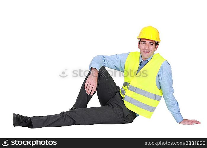 Engineer sitting on the ground