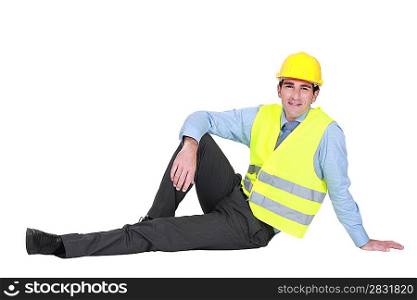 Engineer sitting on the ground