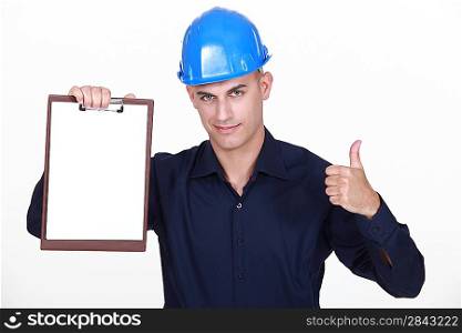 Engineer with a blank clipboard