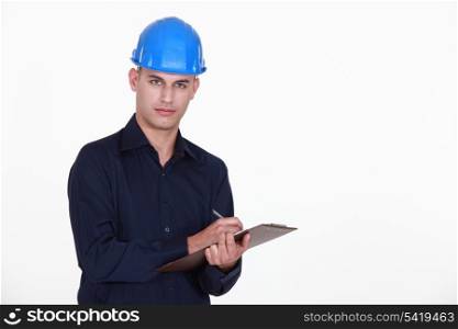 Engineer with a clipboard