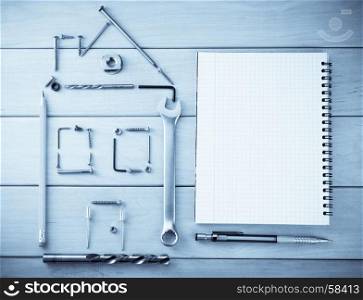 engineering concept on wooden background