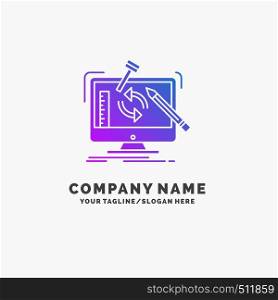 engineering, project, tools, workshop, processing Purple Business Logo Template. Place for Tagline.. Vector EPS10 Abstract Template background