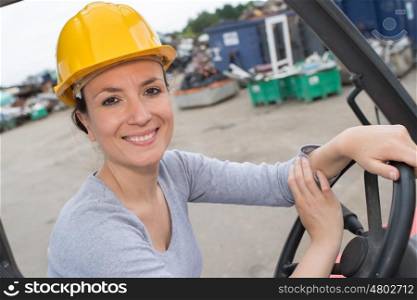 engineering woman driving a vehicle