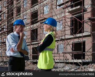 Engineers on building site