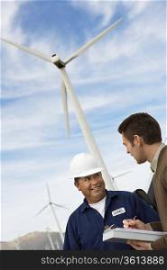 Engineers working at wind farm