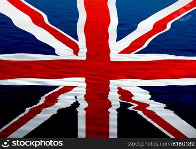 england flag ilustration in the water, computer generated