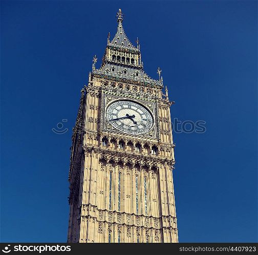 England, London - Big Ben, the great clock tower of the Houses of Parliament in London and its bell