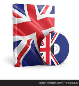 English book in national flag cover and CD. 3d