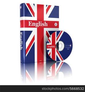 English book in national flag cover and CD. 3d
