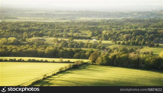 English countryside landscape in Spring late evening