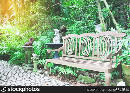 English garden with sunlight in summer