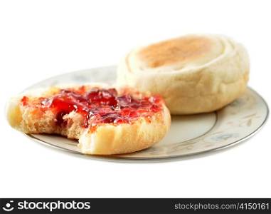 english muffins with jelly , close up shot