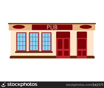 English pub bar icon. Facade of building. Vector flat illustration isolated on white background. English pub bar icon. Facade of building. Vector flat illustration