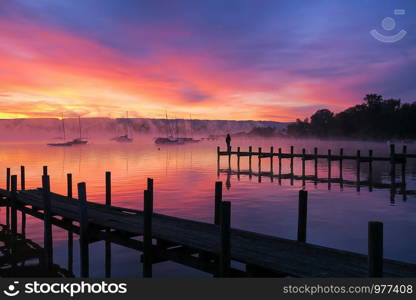 enjoy a magical sunrise at lake Ammersee Bavaria