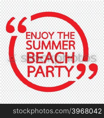 ENJOY THE SUMMER BEACH PARTY Lettering Illustration design