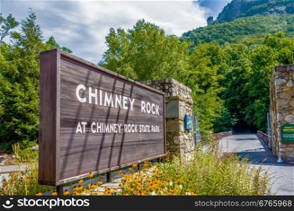 entance sign into chimney rock park