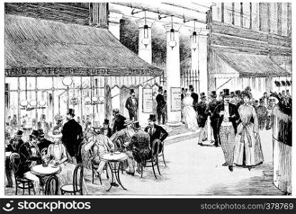 Enter the Theatre des Varietes on the boulevard, vintage engraved illustration. Paris - Auguste VITU ? 1890.