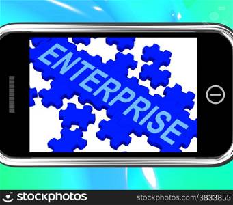 . Enterprise On Smartphone Showing Company Development And Organization Management