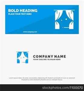 Entertainment, Leisure, Theatre, Usa SOlid Icon Website Banner and Business Logo Template