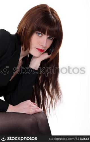 Enticing woman with long hair