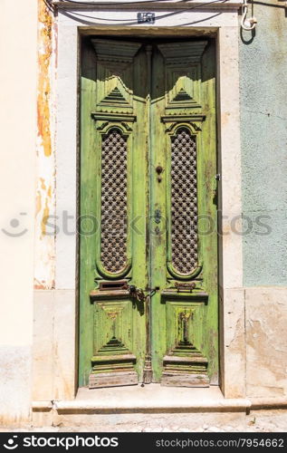 entrance door in front of residential house. wooden door