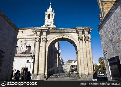 Entrance gate of a plaza, Plaza-de-Armas, Arequipa, Peru