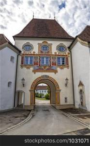 Entrance gate of the historic castle. Zeil Castle near Leutkirch, Germany