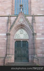 Entrance of a church in Ladenburg, Baden-Wurttemberg, Germany