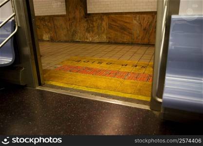 Entrance of a subway train, New York City, New York State, USA