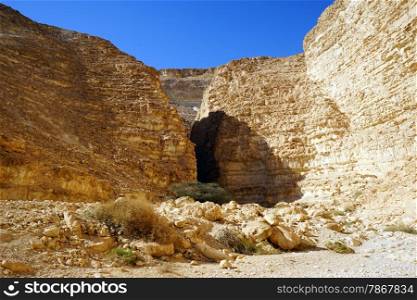 Entrance of Barak canyon in Negev desert, Israel